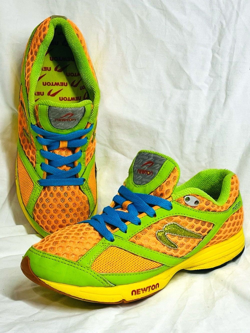 Newton Motion Running Shoes 7.5W Orange Lime Green Blue 000412